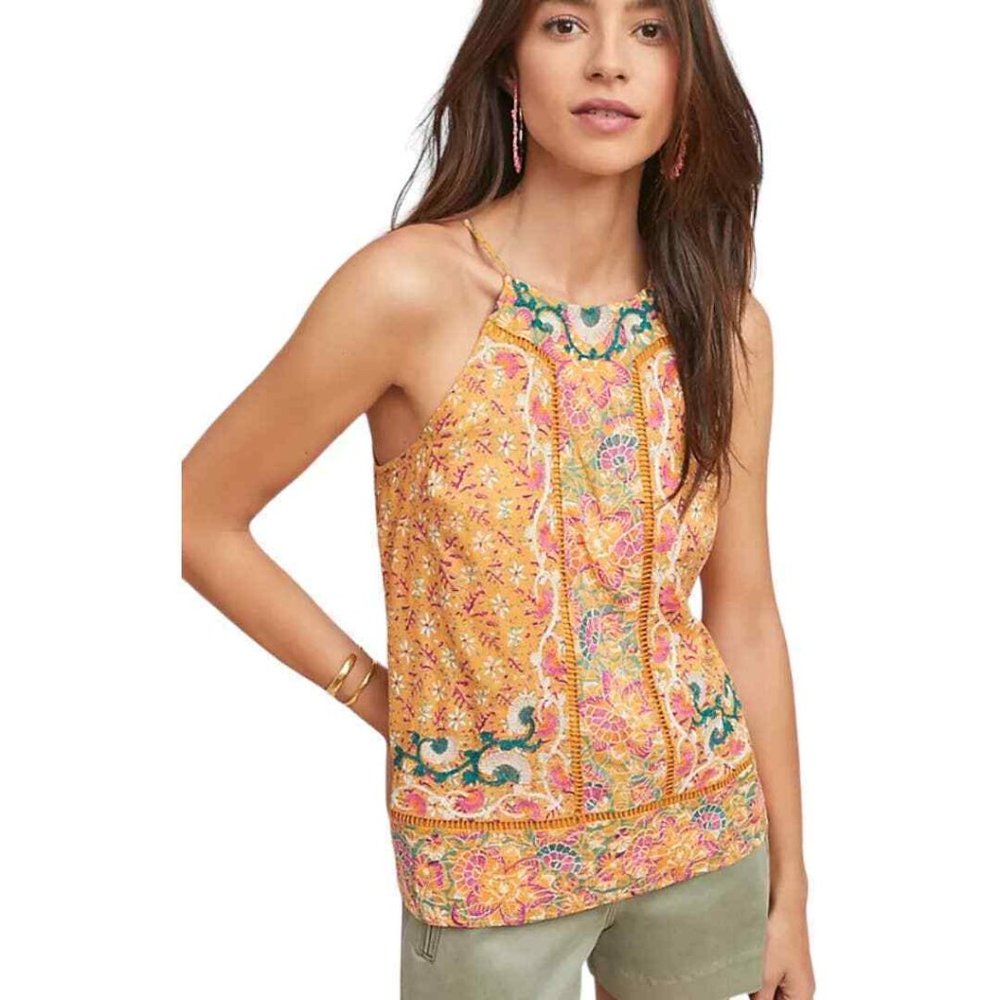 Akemi and Kin halter top. Sz 2. 100% viscose. 35.5 chest. 24” length.